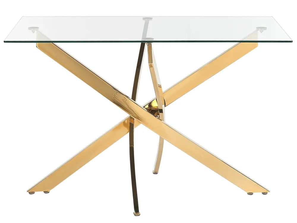 Tavolo da pranzo vetro temperato oro 120 x 70 cm MARAMO