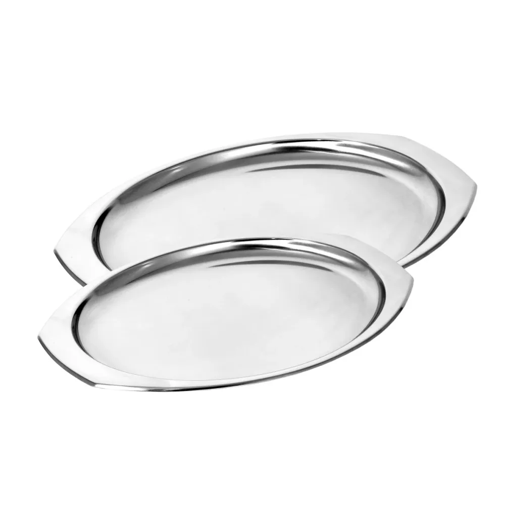 Set vassoi ovali acciaio inox 2 pezzi 35 e 40 cm